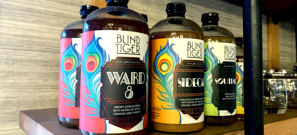 Blind tiger bottles on shelf